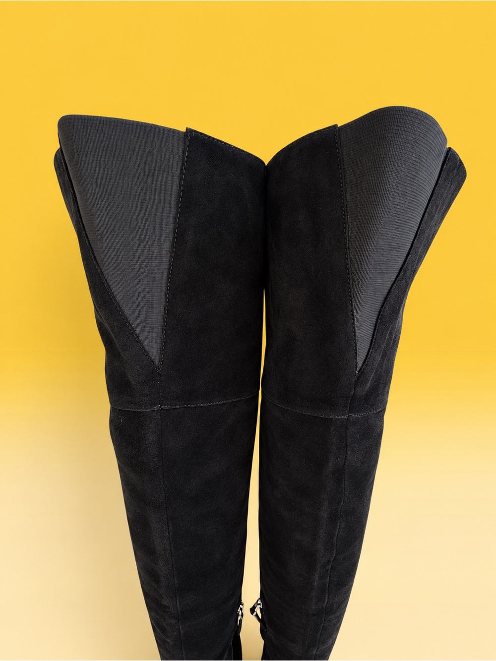 Fendi Black Suede Over-the-Knee Fold-Over‎ Boots – Size 39.5 with silver trim - Picture 9 of 10